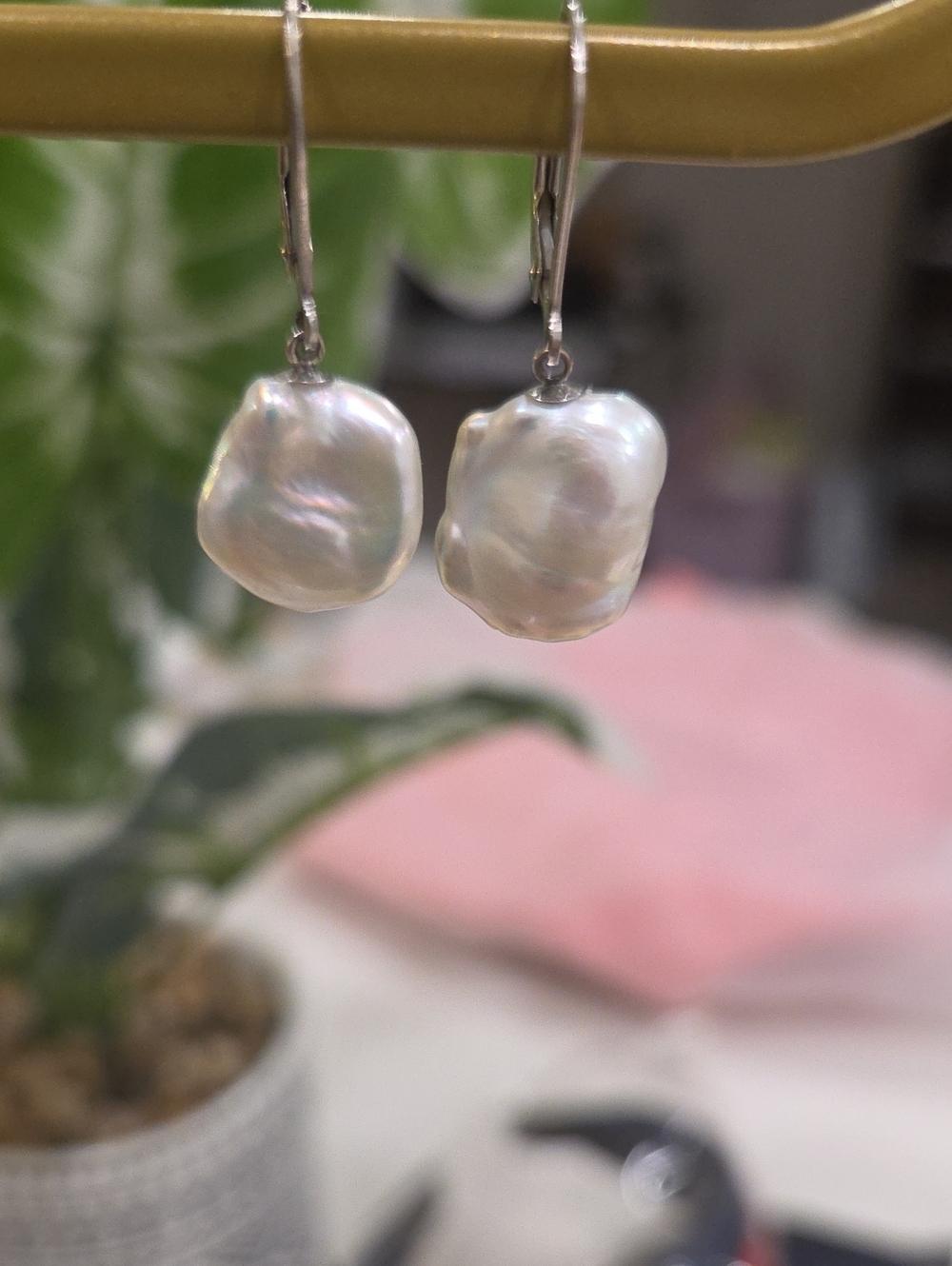 Sterling Silver Freshwater Pearl Drop Earrings - White Pearl Dangle